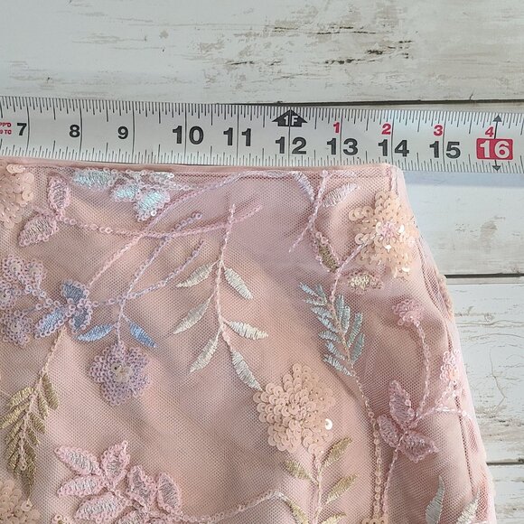 Idem Ditto Embroidered Sequined Floral Tulle Mini Skirt NEW Romantic Feminine M - Picture 5 of 8